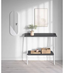 Espejo de pared asimétrico modelo 756 acabado blanco, Altura 90cm. Ancho 30cm. Fondo 2cm.