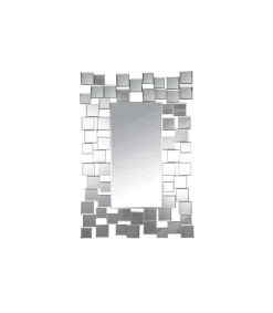 Espejo moderno rectangular en color plata, 61cm(ancho) 90cm(altura) 2cm(fondo).