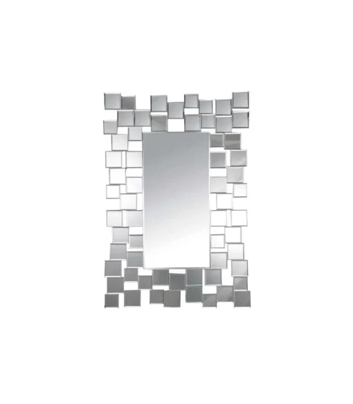 Espejo moderno rectangular en color plata, 61cm(ancho) 90cm(altura) 2cm(fondo).