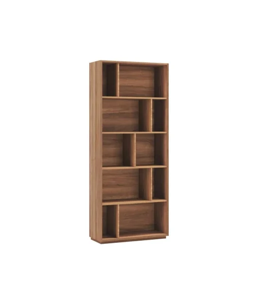 Estantería 5 alturas modelo 545 acabado nogal claro. 191 cm(alto), 80 cm(ancho), 32 cm(fondo).