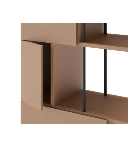 Estantería 5 puertas y estantes modelo Mallorca acabado terracota/negro, 175cm(alto) 84cm(ancho) 34cm(largo).