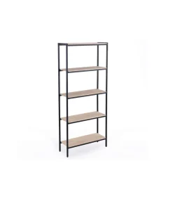 Estantería alta Jack acabado roble nordish/negro, 180 cm(alto) 80 cm(ancho)28 cm(fondo)