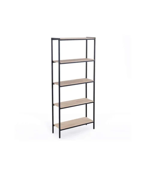 Estantería alta Jack acabado roble nordish/negro, 180 cm(alto) 80 cm(ancho)28 cm(fondo)