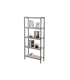 Estantería alta Jack acabado roble nordish/negro, 180 cm(alto) 80 cm(ancho)28 cm(fondo)
