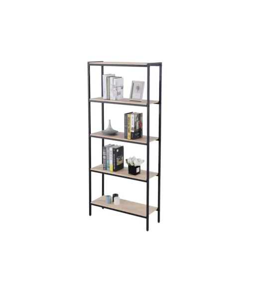 Estantería alta Jack acabado roble nordish/negro, 180 cm(alto) 80 cm(ancho)28 cm(fondo)