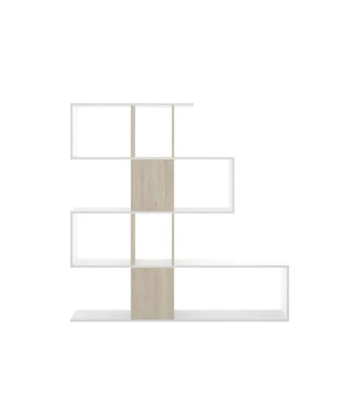 Estantería Andujar acabado blanco brillo/ natural, 145 cm(alto)145 cm(ancho)29 cm(fondo) .