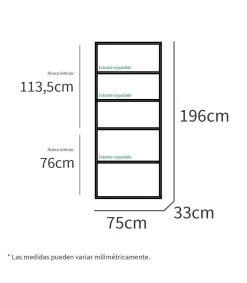 Estantería-2 cuatro estantes acabado blanco, 196.5 cm(alto)75.5 cm(ancho)33 cm(fondo)..