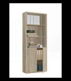 Estantería-1 dos puertas acabado roble cambrian, 196.5 cm(alto)75.5 cm(ancho)33 cm(fondo)..
