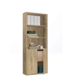 Estantería-1 dos puertas acabado roble gold, 196.5 cm(alto)75.5 cm(ancho)33 cm(fondo)..