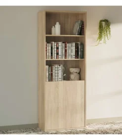 Estantería-1 dos puertas acabado roble cambrian, 196.5 cm(alto)75.5 cm(ancho)33 cm(fondo)..
