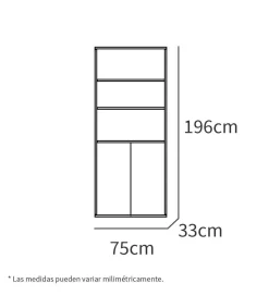 Estantería-1 dos puertas acabado roble cambrian, 196.5 cm(alto)75.5 cm(ancho)33 cm(fondo)..