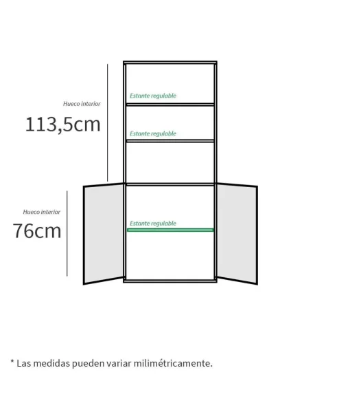 Estantería-1 dos puertas acabado roble cambrian, 196.5 cm(alto)75.5 cm(ancho)33 cm(fondo)..