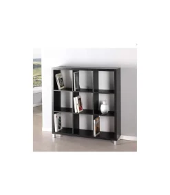 Estantería mediana kubox 3x3 acabado negro, 111 cm(alto)111 cm(ancho)29 cm(fondo)