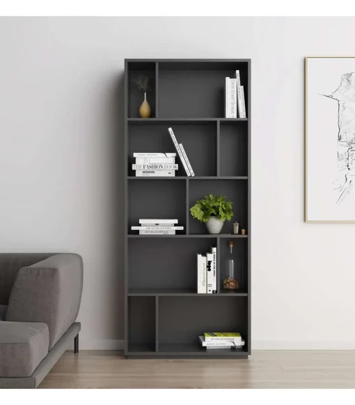 Estanteria 5 alturas modelo 545 acabado grafito. 191 cm(alto), 80 cm(ancho), 32 cm(fondo).