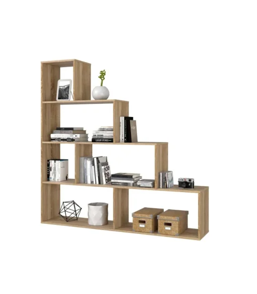 Estanteria baja Cantora en roble canadian, 145 cm(alto)145 cm(ancho)29 cm(fondo) .