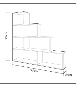 Estanteria baja Cantora en roble canadian, 145 cm(alto)145 cm(ancho)29 cm(fondo) .
