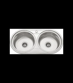 Fregadero de 2 senos en inox con orificio grifo Chipre 19 cm(alto)90 cm(ancho)47 cm(largo)