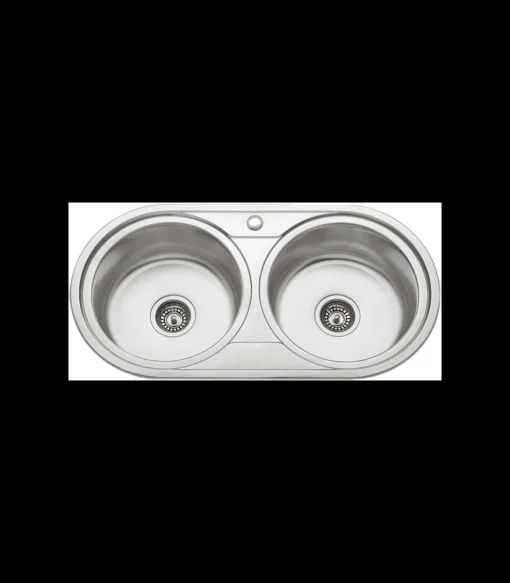 Fregadero de 2 senos en inox con orificio grifo Chipre 19 cm(alto)90 cm(ancho)47 cm(largo)