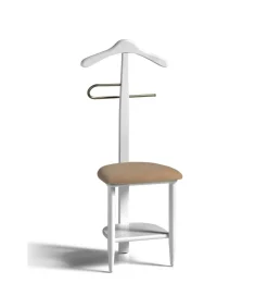 Galán 361 con asiento en beige herrajes cromado satinado lacado blanco, 105 cm(alto)45 cm(ancho)41 cm(largo)