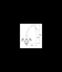 Grifo Monobloc Fregadero Atenas Curvo Cromo, 29cm(alto) 15.4cm(largo).