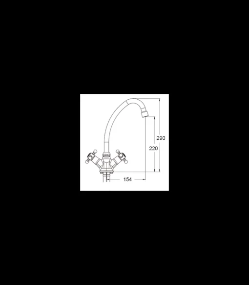 Grifo Monobloc Fregadero Atenas Curvo Cromo, 29cm(alto) 15.4cm(largo).