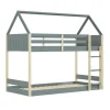 Litera juvenil Moira-Casita acabado verde kaki/natural, (Largo 197.4 x ancho 103.4 x alto 174.9 cm)
