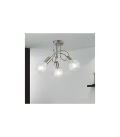 Lámpara 3 luces modelo Tenor acabado niquel satinado 24 cm(alto)25 cm(ancho)25 cm(largo)