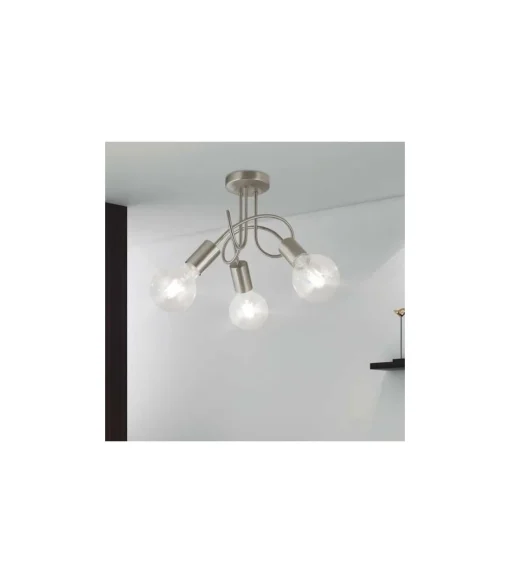 Lámpara 3 luces modelo Tenor acabado niquel satinado 24 cm(alto)25 cm(ancho)25 cm(largo)