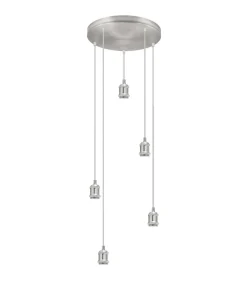Lámpara circular 5 luces modelo Eduardo acabado niquel satinado 40 cm(alto) 9 cm(ancho) 9 cm (fondo)