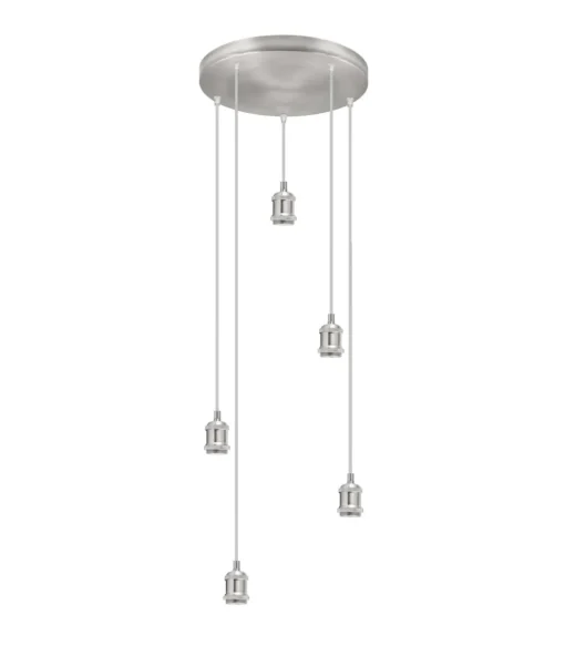 Lámpara circular 5 luces modelo Eduardo acabado niquel satinado 40 cm(alto) 9 cm(ancho) 9 cm (fondo)