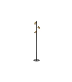 Lámpara de pie 3 luces modelo Paros acabado negro/cuero, 150cm(alto) 23cm(ancho) 23cm(largo).