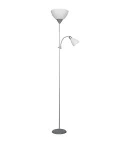 Lámpara de pie plata modelo Milo 2 luces 180 cm(alto) 50 cm(ancho)25 cm(fondo