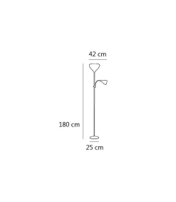 Lámpara de pie plata modelo Milo 2 luces 180 cm(alto) 50 cm(ancho)25 cm(fondo