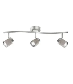 Lámpara lineal 3 luces Bolzano acabado niquel satinado 14 cm(alto) 56 cm(ancho) 14 cm (fondo)