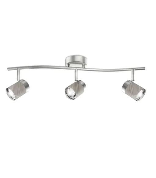 Lámpara lineal 3 luces Bolzano acabado niquel satinado 14 cm(alto) 56 cm(ancho) 14 cm (fondo)
