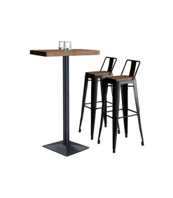 Mesa Alta Bar Moss acabado roble oscuro/negro, 110cm(alto) 70cm(ancho) 70cm(largo)