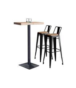 Mesa Alta Bar Moss acabado roble nordish/negro, 110cm(alto) 70cm(ancho) 70cm(largo)