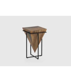 Mesa auxiliar de rincón modelo Avila-68 en madera acabado natural, 68cm(alto) 42cm(ancho) 42cm(fondo).