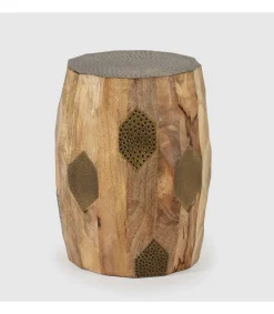 Mesa auxiliar de rincón modelo Fabiola en madera de mango, 46cm(alto) 29cm(ancho) 29cm(fondo).