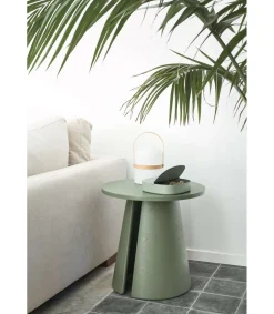 Mesa auxiliar de rincón modelo Cep acabado verde, 50cm(ancho) 50.1cm(alto) 50cm (largo)