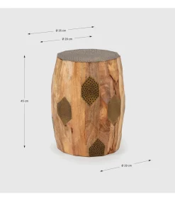 Mesa auxiliar de rincón modelo Fabiola en madera de mango, 46cm(alto) 29cm(ancho) 29cm(fondo).