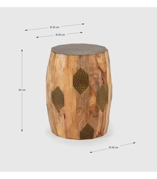 Mesa auxiliar de rincón modelo Fabiola en madera de mango, 46cm(alto) 29cm(ancho) 29cm(fondo).
