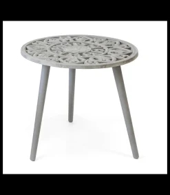 Mesa auxiliar redonda barata acabado gris, 46cm(alto) 48cm(ancho) 48cm(largo)