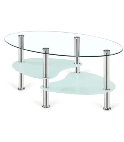 Mesa centro Brandy acabado acero cromado, 41cm(alto) 90 cm(ancho) 55 (fondo)