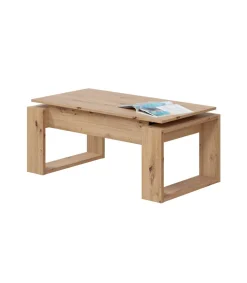 Mesa centro Caspe elevable acabado roble nordish. Medidas: 105 cm (Ancho) x 55 cm (Fondo) x 45 cm (Alto)