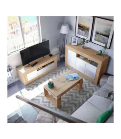 Mesa centro Caspe elevable acabado roble nordish. Medidas: 105 cm (Ancho) x 55 cm (Fondo) x 45 cm (Alto)