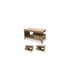 Mesa centro convertible en mesa de comedor acabado salermo, 64cm(alto) 113cm(ancho) 58/116cm(largo)