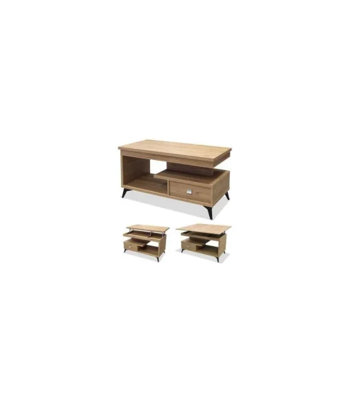 Mesa centro convertible en mesa de comedor acabado salermo, 64cm(alto) 113cm(ancho) 58/116cm(largo)