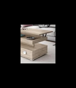 Mesa centro elevable acabado roble, 51 cm(alto) 110 cm(ancho) 55 cm(largo)