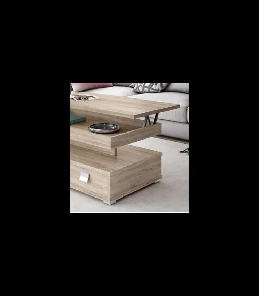 Mesa centro elevable acabado roble, 51 cm(alto) 110 cm(ancho) 55 cm(largo)